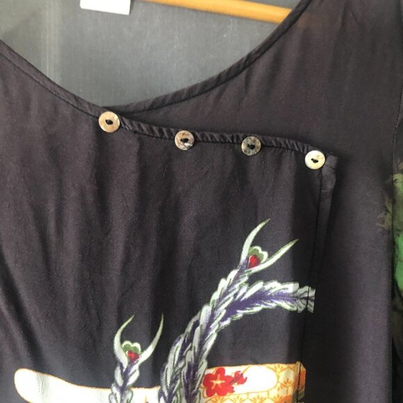 Citron Santa Monica Asian Print 3/4 Sleeve Blouse size S Tunic - Picture 4 of 7